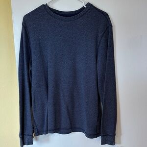 Men's Long Sleeve Crewneck waffle Top in Heather Navy